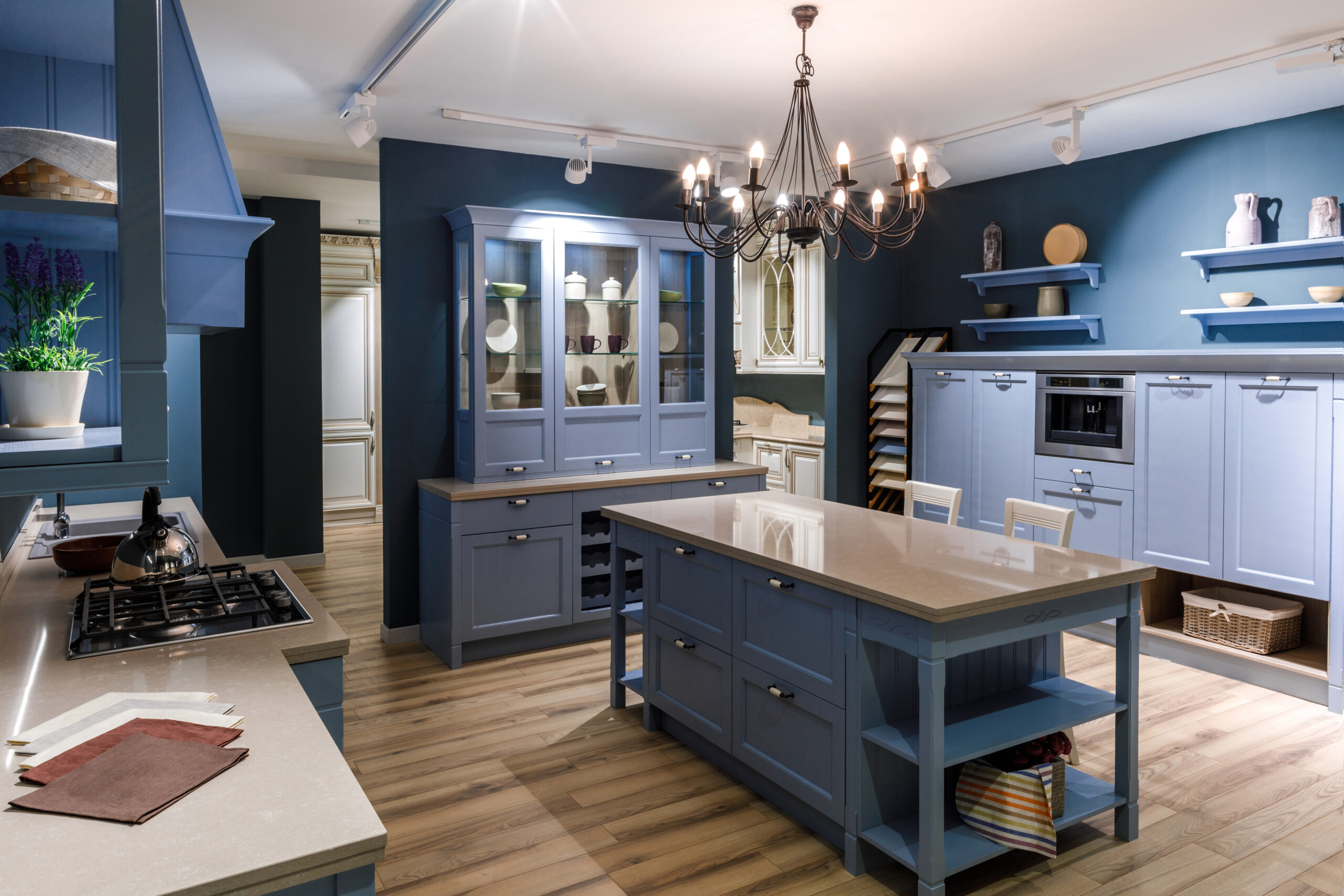 Renovated kitchen in blue